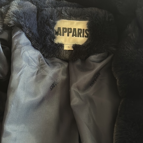 Apparis Faux Fur Navy Coat Small - Picture 3 of 8